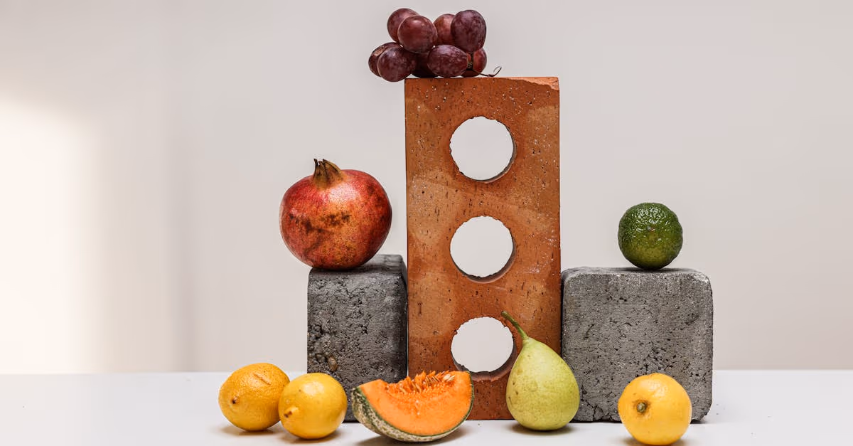 fruit on concrete blocks