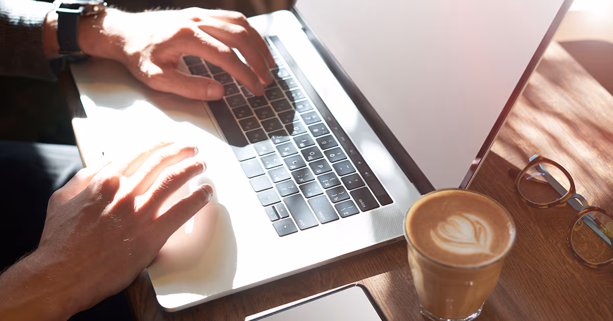 person using laptop
