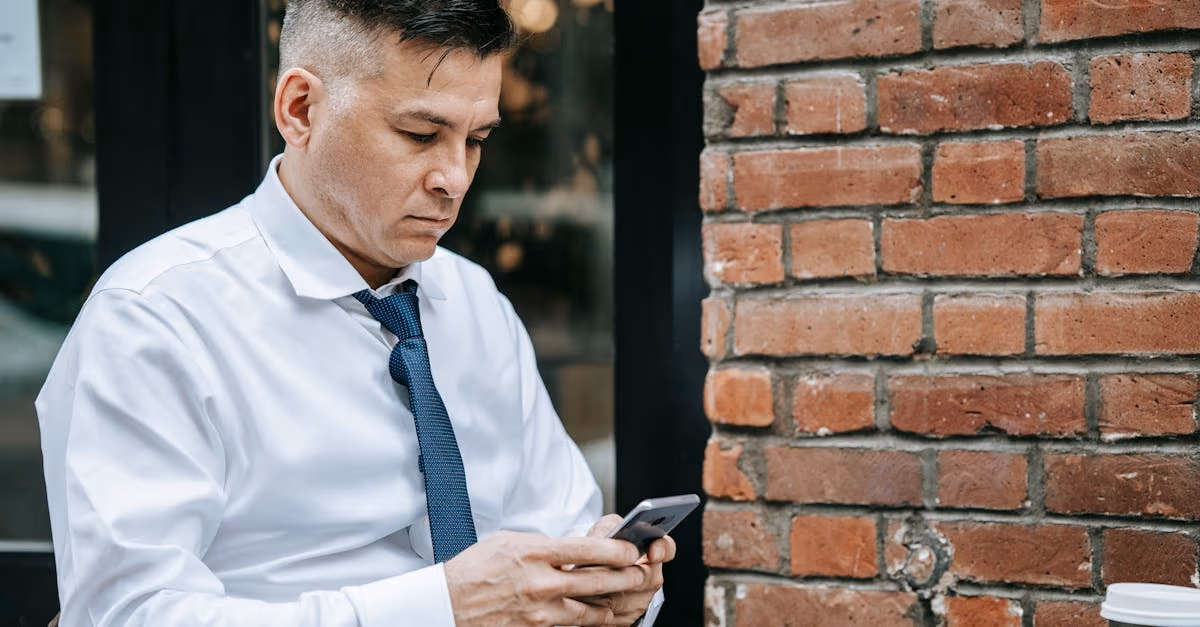 man with mobile device