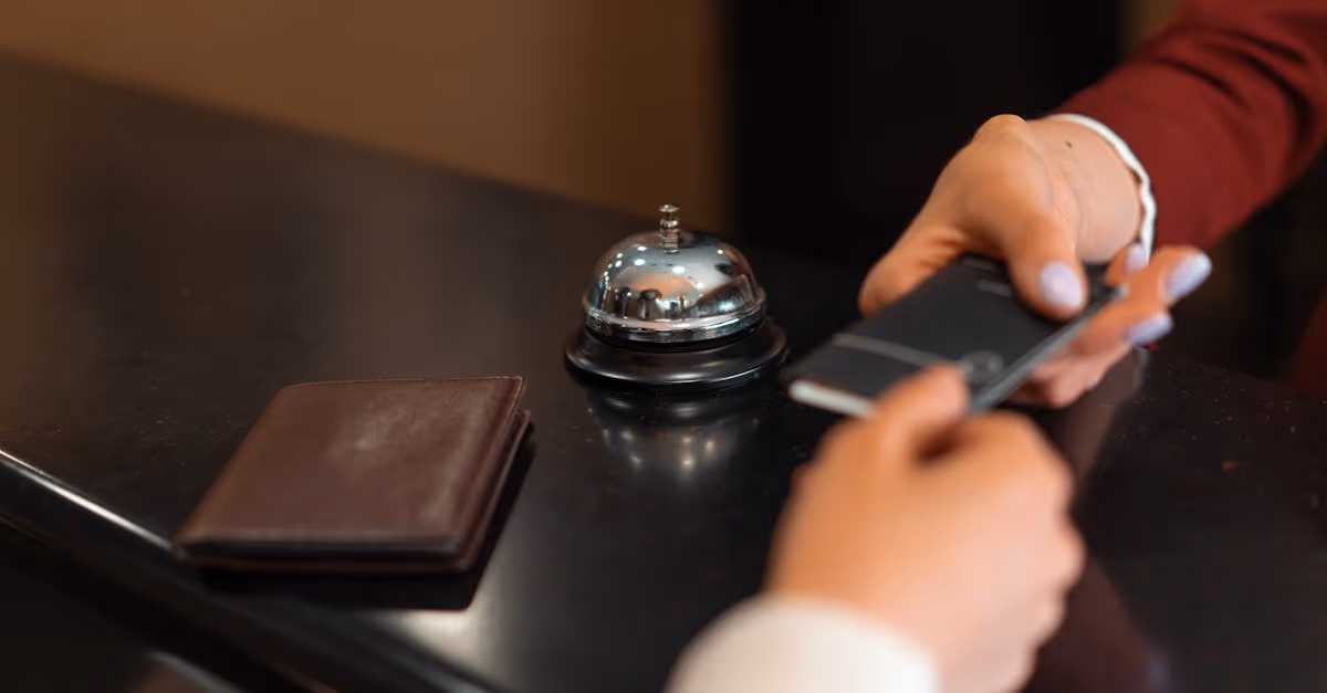 desk transaction with bell