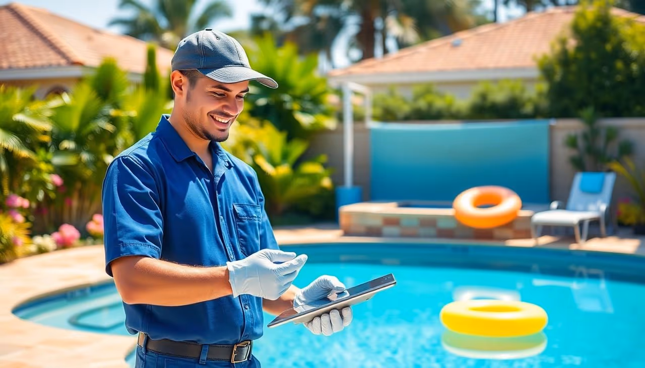 pool service technician by pool