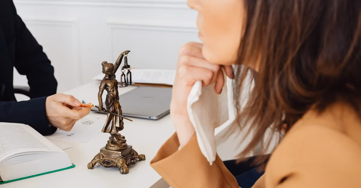 lady justice figurine on desk
